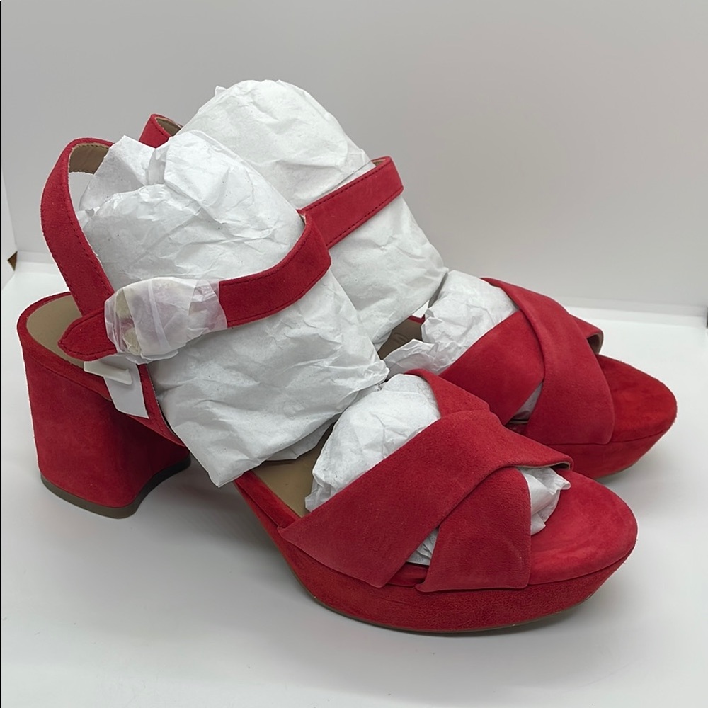AEROSOLES Red Strappy Heels with Medium Heel